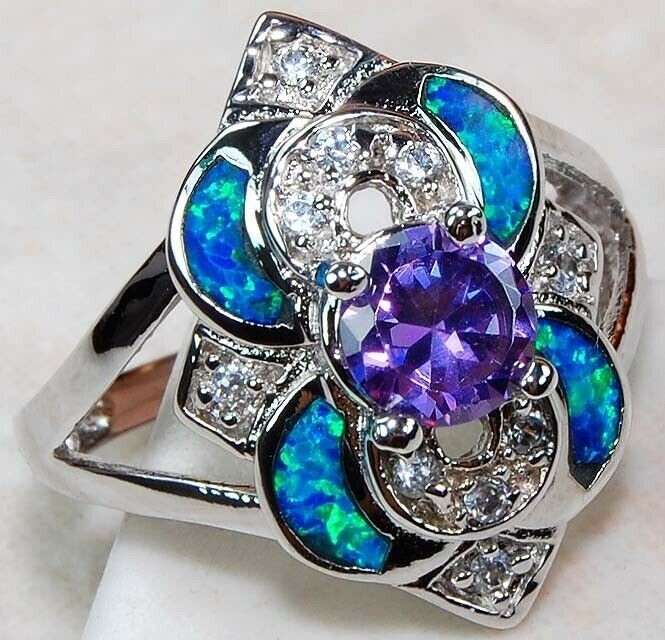 1CT Amethyst 925 Solid Genuine Sterling Silver Ring Sz 7 GA3-7