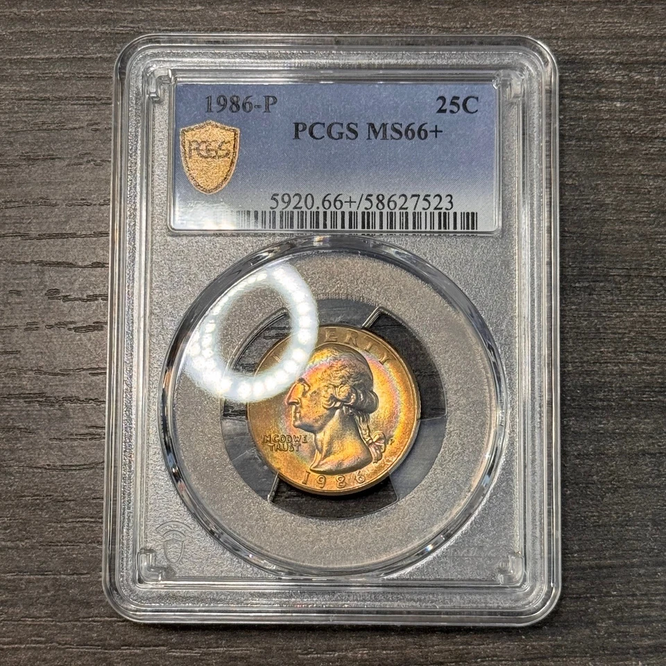 MS66+ 1986-P 25C Washington Quarter, PCGS Trueview- Beautifully Rainbow Toned - Image 3 of 4