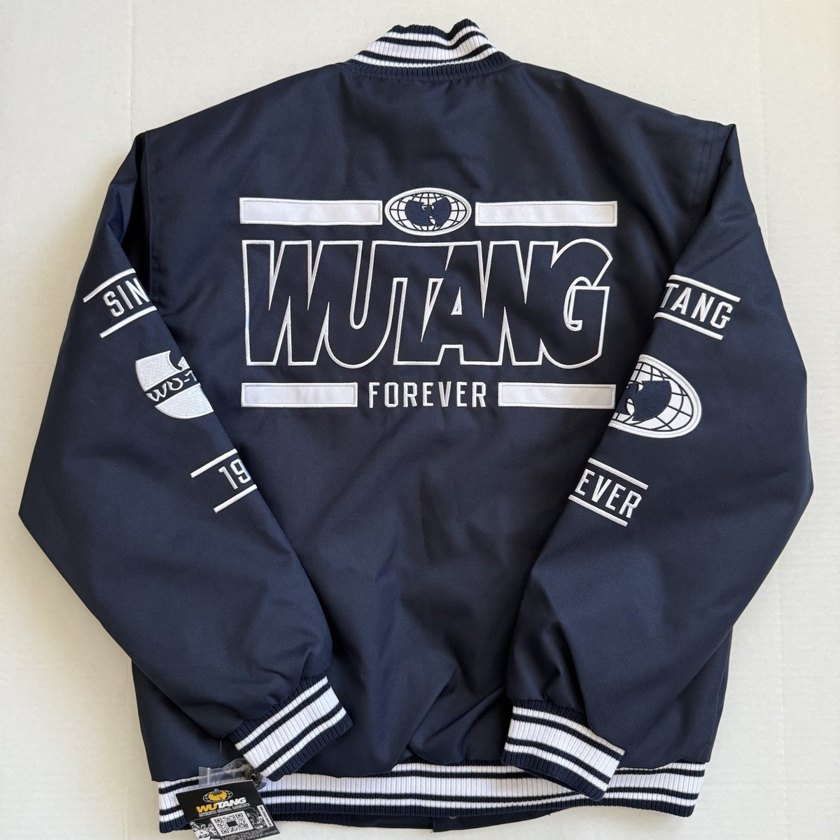 🔴Wu-Tang Jacket Size Large All City Bomber Navy Blue Wu-Wear Gza