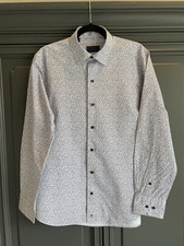 David Donahue Medium Long Sleeve Button-Up Shirt 15 34 Footballs All Over Print