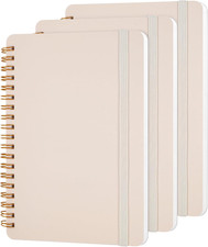 3 PCS Small Spiral Notebook 5X7 Notebooks for Note Taking Beige Spiral Journal