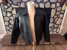 Orvis Vintage Distressed Black Leather Jacket w/ Quilted Lining