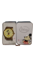 DISNEY MICKEY MOUSE MEN'S WATCH WITH MOLDED HANDS BROWN LEATHER BAND NEW 42mm