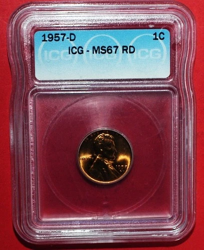 1957-D NGC MS67RD Lincoln Wheat Cent - Exceptional Inv#P251- 4425