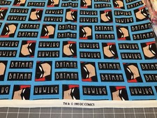 VINTAGE DC COMICS 1993 QUILT COTTON FABRIC -40" X 44" BATMAN BLUE BLACK