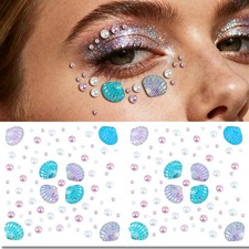 Mermaid Face Gems for Women, Mermaid Makeup Face Jewels Rhinestone Stickers S...