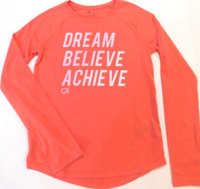 Gap Girl's T-Shirt Activewear Fit Orange SIZE L/10-11 Dream Believe Achieve NEW