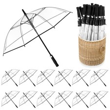 12 Pcs Wedding Umbrellas Bulk, 41 Inch Wedding Stick Umbrellas with Wooden Ha...