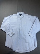 Vintage Ralph Lauren Shirt Yarmouth Blue Cotton Oxford 16 1/2 34/35 Flesh Pony