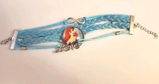 Adorable Blue Cord Little Mermaid Bracelet With Infinity And Love Charms 