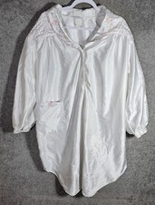 VTG Gilligan OMalley Floral Embroidered Satin Nightgown Womens Sz 1X Cottagecore