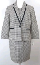 NWT Kasper Separate Career 2 Piece Sheath Dress Blazer Suit Women 8P Black White