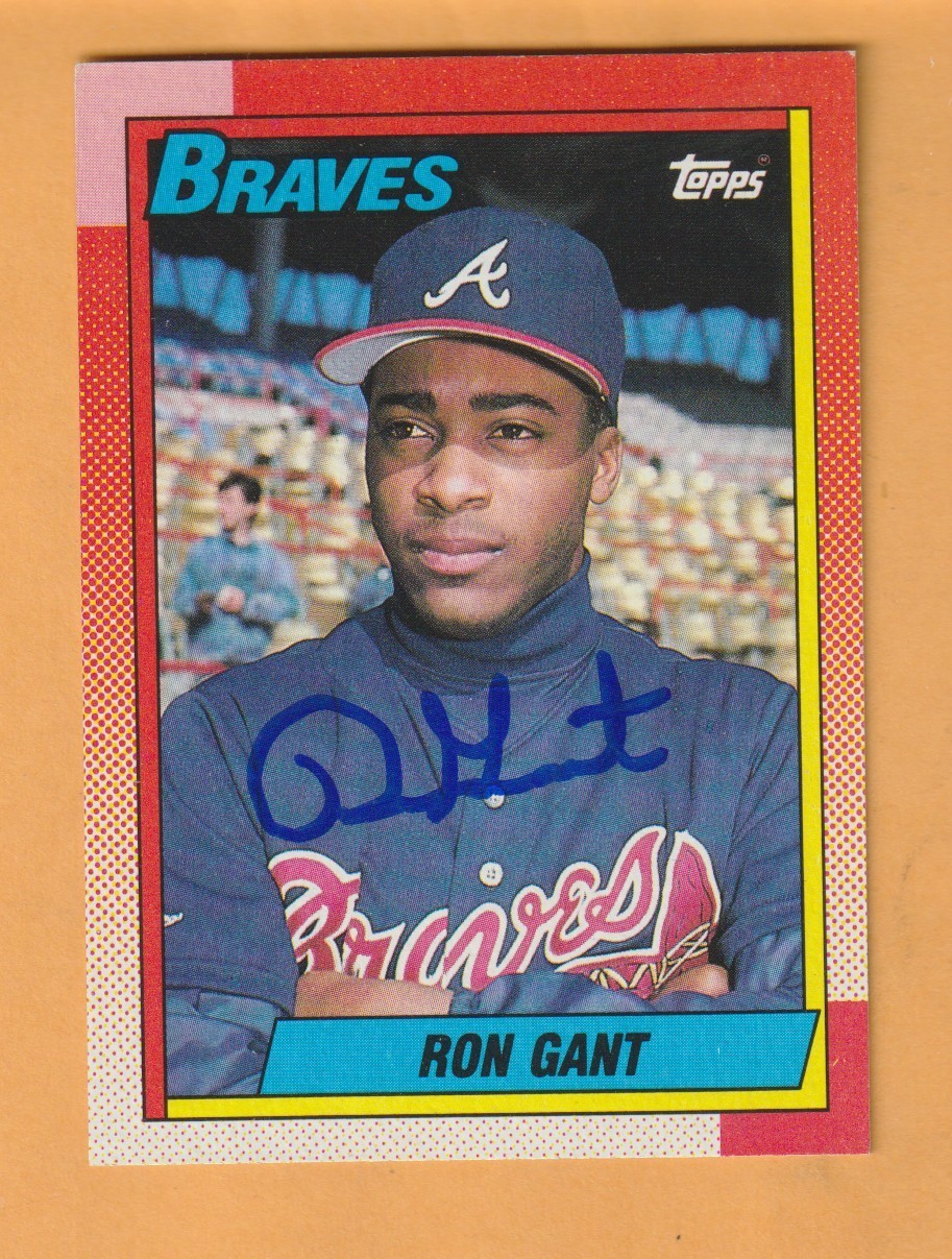 Ron Gant Atlanta Braves AUTO Signed 1990 Topps Victoria Texas