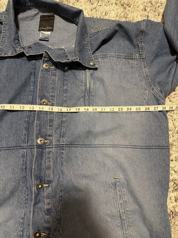 Chaqueta de mezclilla vintage Sean John para hombre 3XB Jean botón camionero bordada Y2K Foto 3 de 4