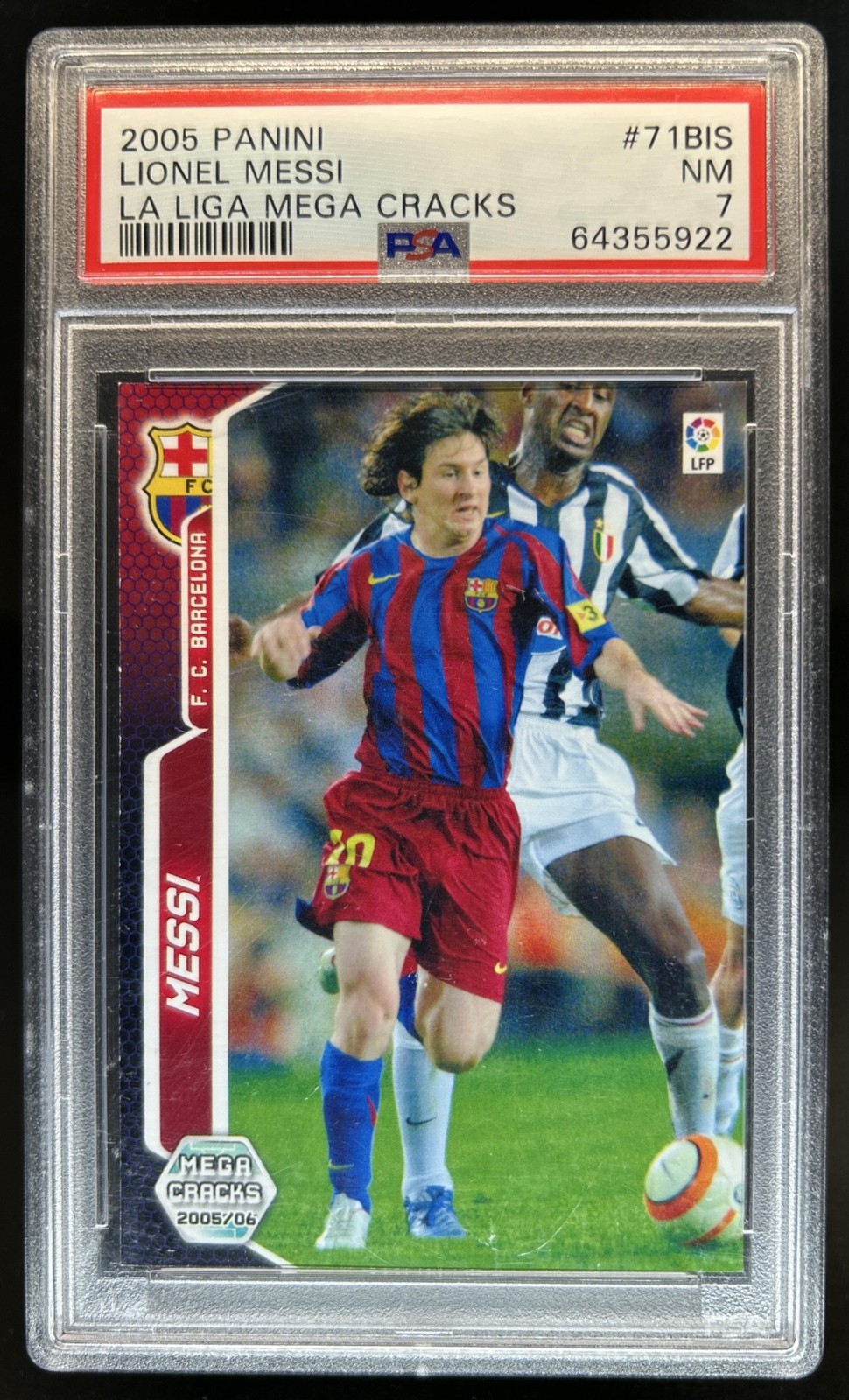 2005 Lionel Messi Panini Megacracks La Liga #71bis Barcelona PSA 7