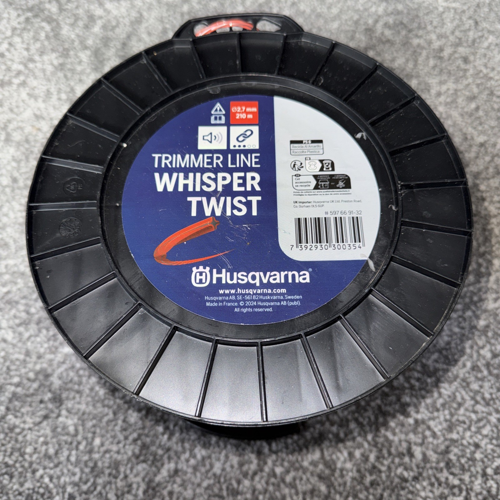 Husqvarna Whisper Twist Trimmer Line 2.7mm x 210m (Orange/red) - OEM