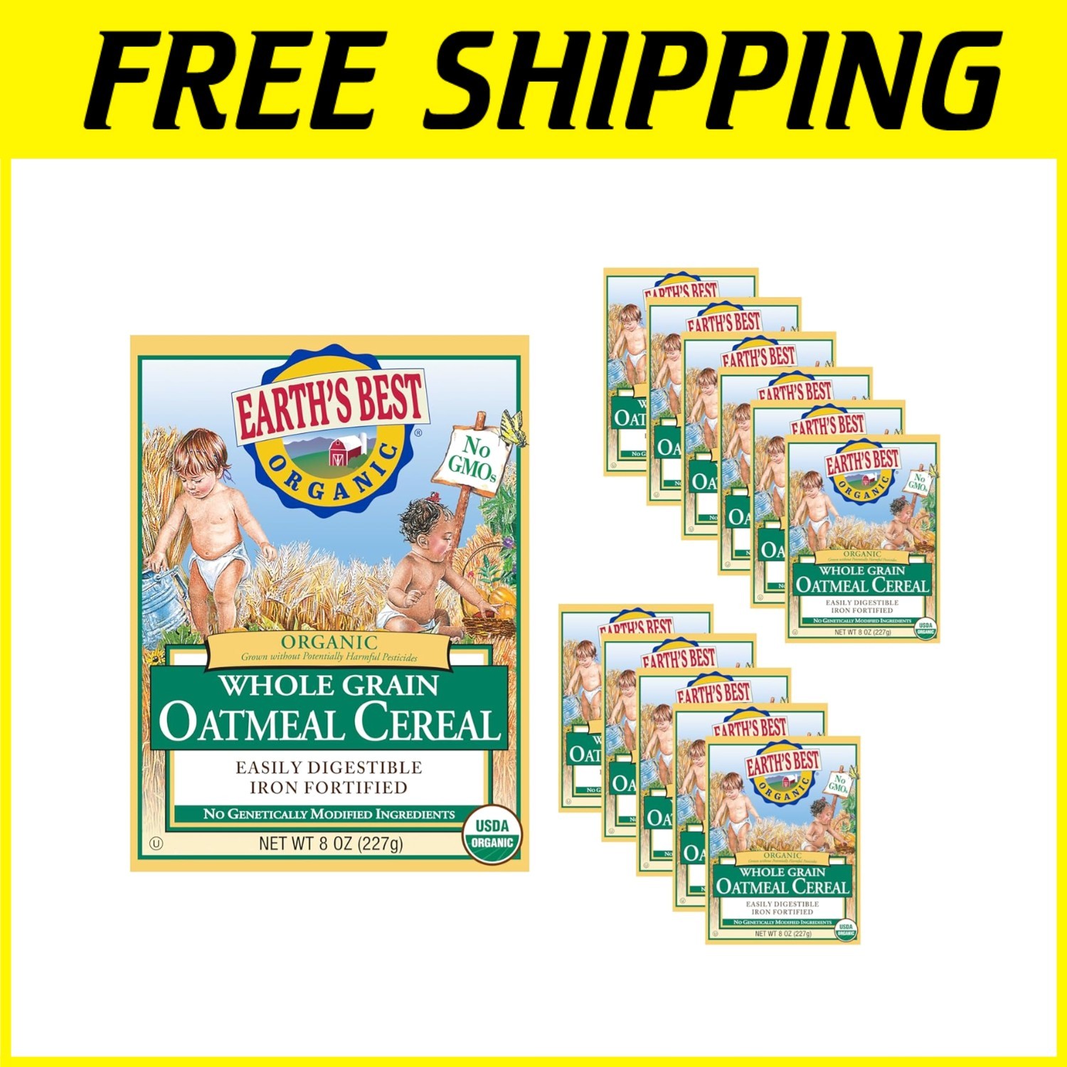 Organic Baby Oatmeal Cereal 8oz (Pack of 12)