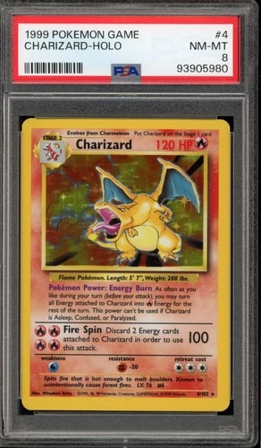 Pokemon Charizard Base Set Unlimited Holo Rare #4 PSA 8