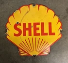 Vintage style Golden Shell Automotive Oil Gasoline Porcelain Sign Gas Station
