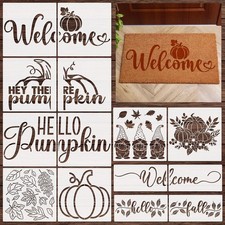 Gersoniel 14 Pieces Fall Pumpkin Stencils for Doormat Painting Hello white