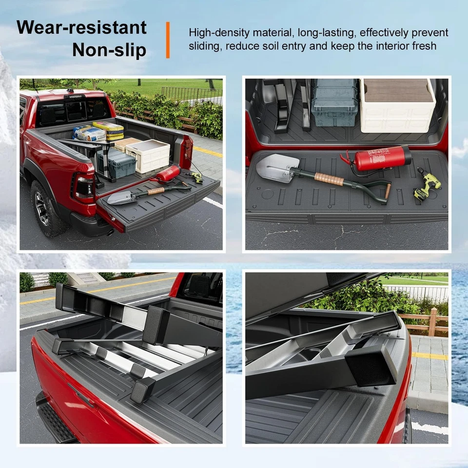 For 2019-2025 Dodge Ram 1500 Truck Bed Rail Caps Truck Bed Mat Tailgate Mat Foto 4 de 4