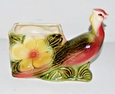 Vintage Hull Bird Planter 61 Pheasant Ceramic Pottery Paradise Tropical Floral