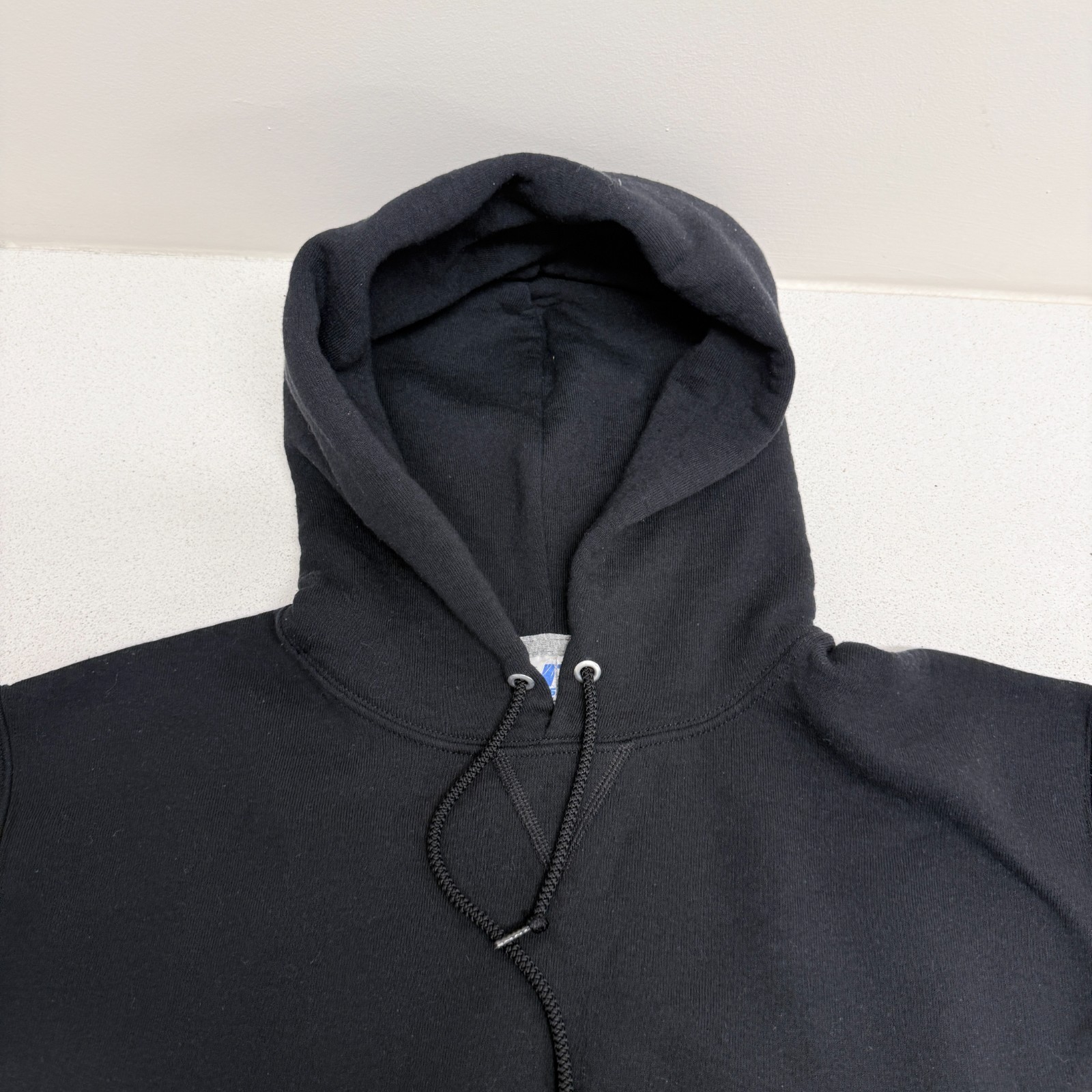 Vintage Russell Athletic Hoodie Black Blank Pullover Sweatshirt Men's L