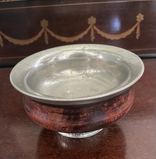 Antique Himalyan Tibetan Burr Wood Silver Footed Libation Cup