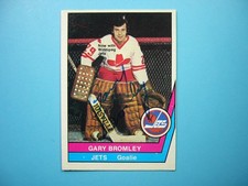 1977/78 O-PEE-CHEE WHA HOCKEY CARD #45 GARY BROMLEY EX SHARP AUTO AUTOGRAPH OPC