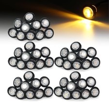 3/4 Inch Mini Clear Lens Amber 3 LED Round Button Side Marker Clear/Amber