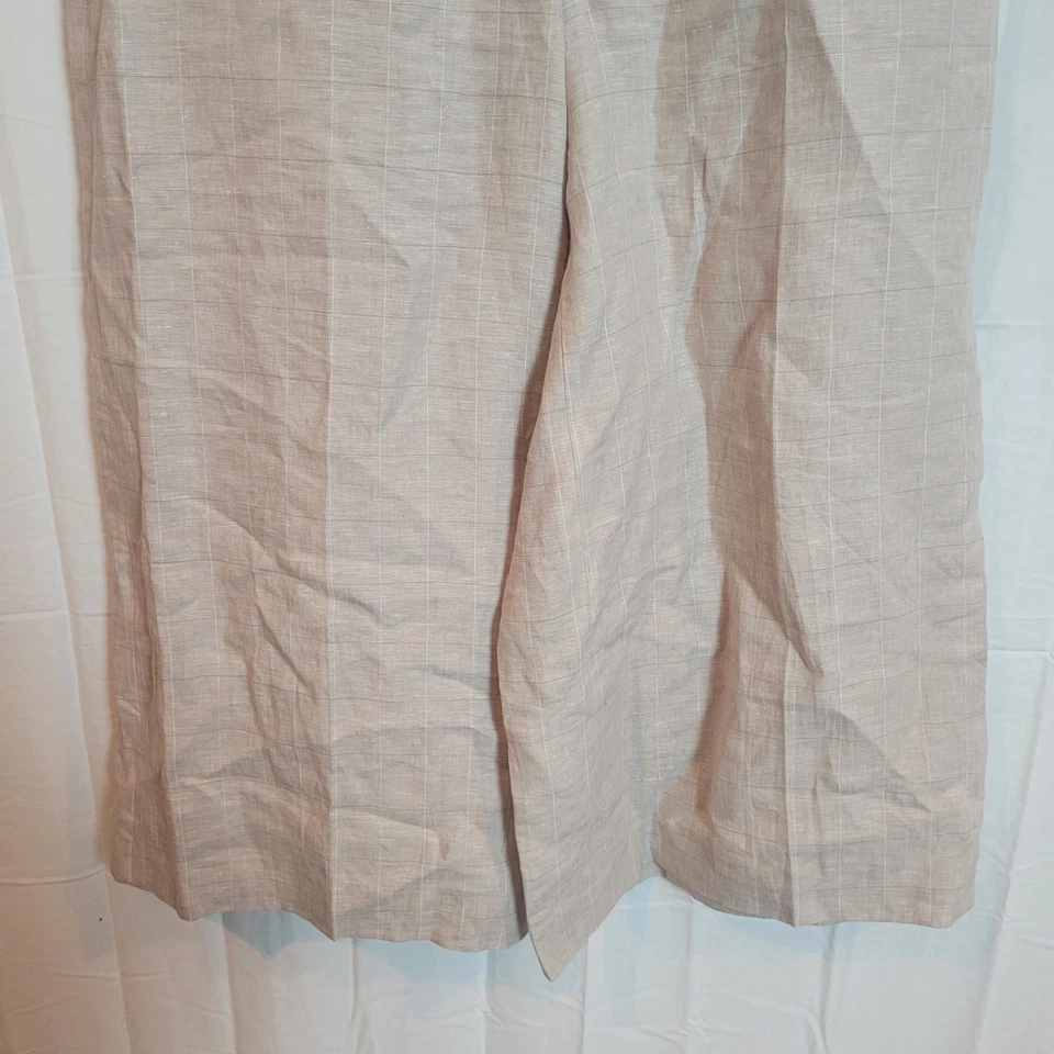 Pantalones cortos Brooks Brothers de pierna ancha de lino para mujer talla grande beige a cuadros preppy Foto 4 de 4