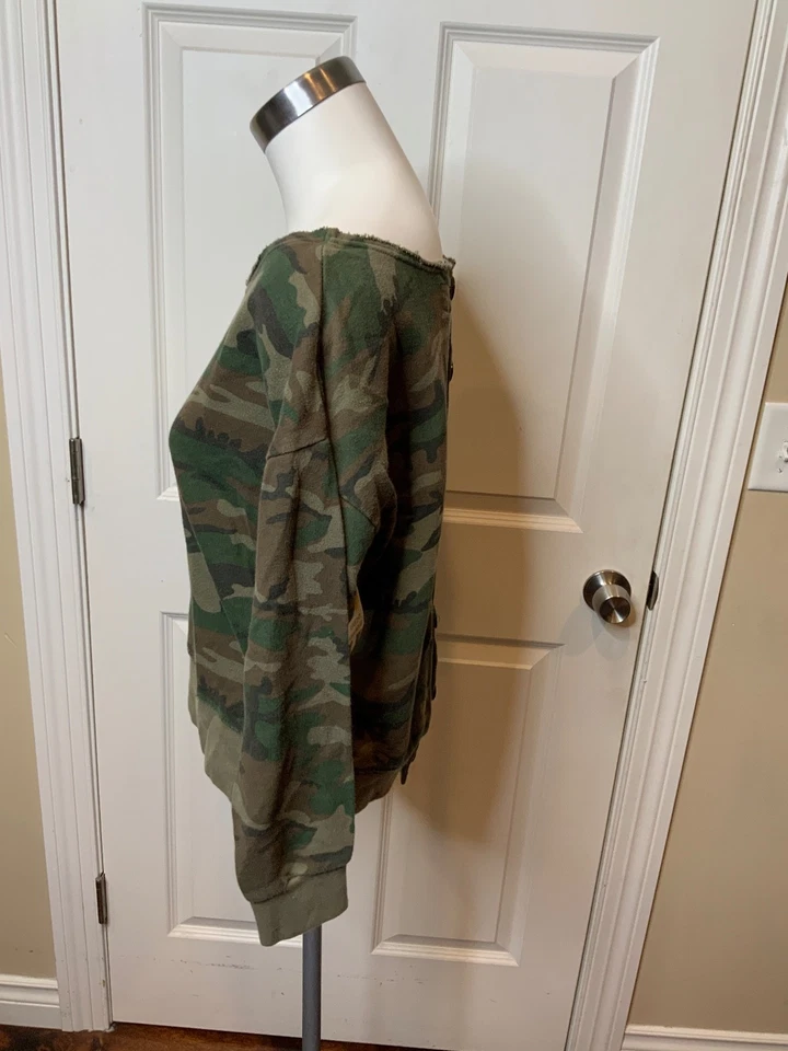 Deni & Supply 绿色迷彩露肩带纽扣“Boyfriend”风格,尺寸 S — 第 3/4 张图片