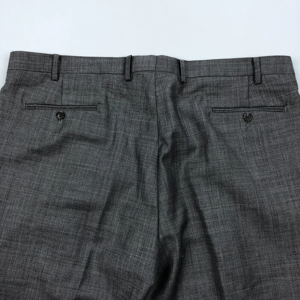 Chaps Pantalones 42x32 Lana Cintura Alta Doble Plisado Pantalón Gris Foto 4 de 4