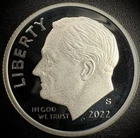 2022-S 99.9% SILVER PROOF Roosevelt Dime .999 Fine DEEP ULTRA CAMEO Coin