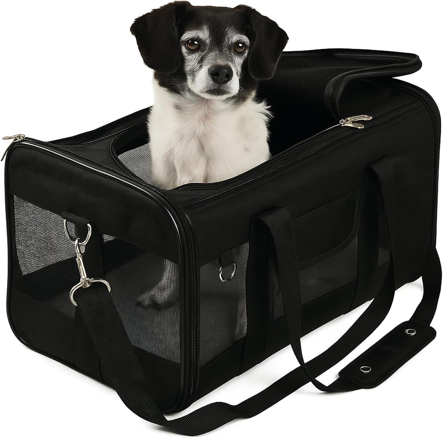 Sac de transport Sherpa Original Deluxe noir en nylon robuste pour chien