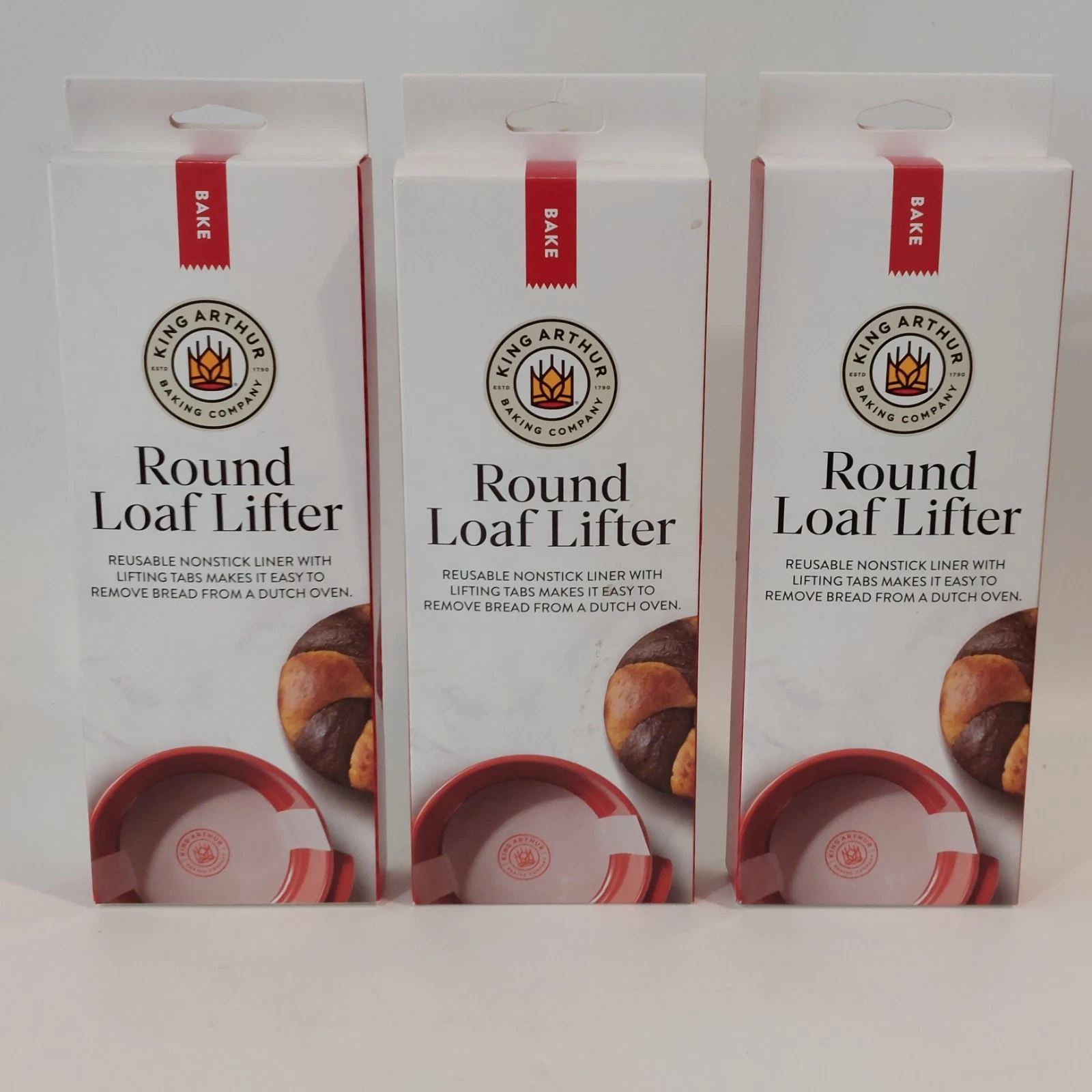 LOAF LIFTER (Set of 3) King Arthur Baking Round Dutch Oven Nonstick Silicone 8"