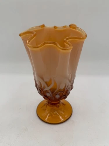 Fenton Root Beer colored  Lily of the Valley Swung Glass 6.75" Handkerchief Vase