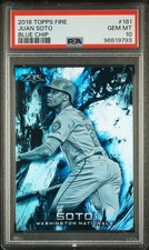 2018 Topps Fire Blue Chip Juan Soto #181 PSA 10 Rookie Card - POP 9