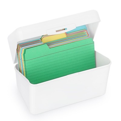 BTSKY 1 Pack 4 x 6 inch Index Card Box - 4X6 Inch-1 Pack, White