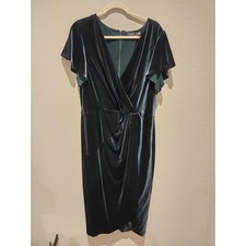 Lauren Ralph Lauren Women's Green Velvet Flutter Sleeve Cocktail Dress 16