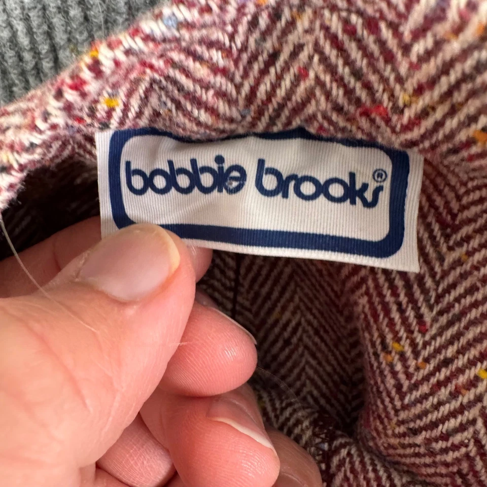 Pantalones de tweed Bobbie Brooks espiga de colección para mujer cintura alta pierna ancha años 70 retro Foto 4 de 4