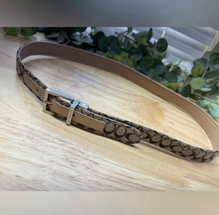 Coach Tan Brown Signature Jacquard Vachetta Style Leather Women’s Small Belt