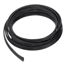 10 Ft 3/8" Expandable Braided Wire Sleeve PET Cable Management Black