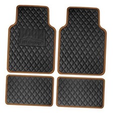 Floor Mats - Faux Leather Floor Mats for Cars, Universal Fit Automotive BROWN