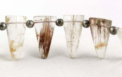 Natural Copper Rutile Gemstone 11 Piece Faceted Triangle Shape Bead 9x16-11x21MM