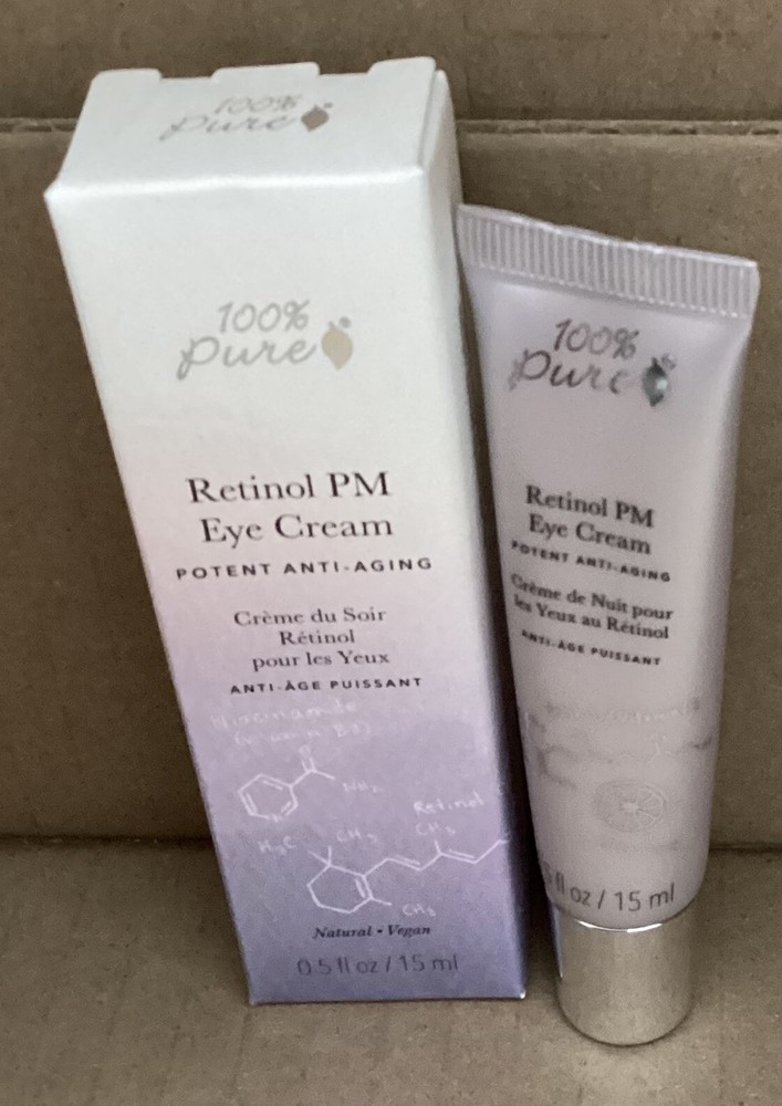 100% Pure Retinol PM EYE Cream Full size new in box Potent Anti-aging brand new