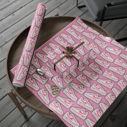 Papel de envolver regalo ecológico premium estampado zapatilla deportiva marca rosa - Imagen 17 de 17