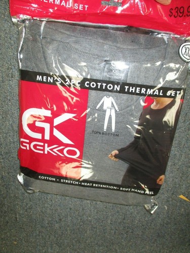 Mens 2pc Thermal Underwear Set Long Johns Knit Top Bottom 2Xl 100% cotton SILVER - Bild 1 von 6