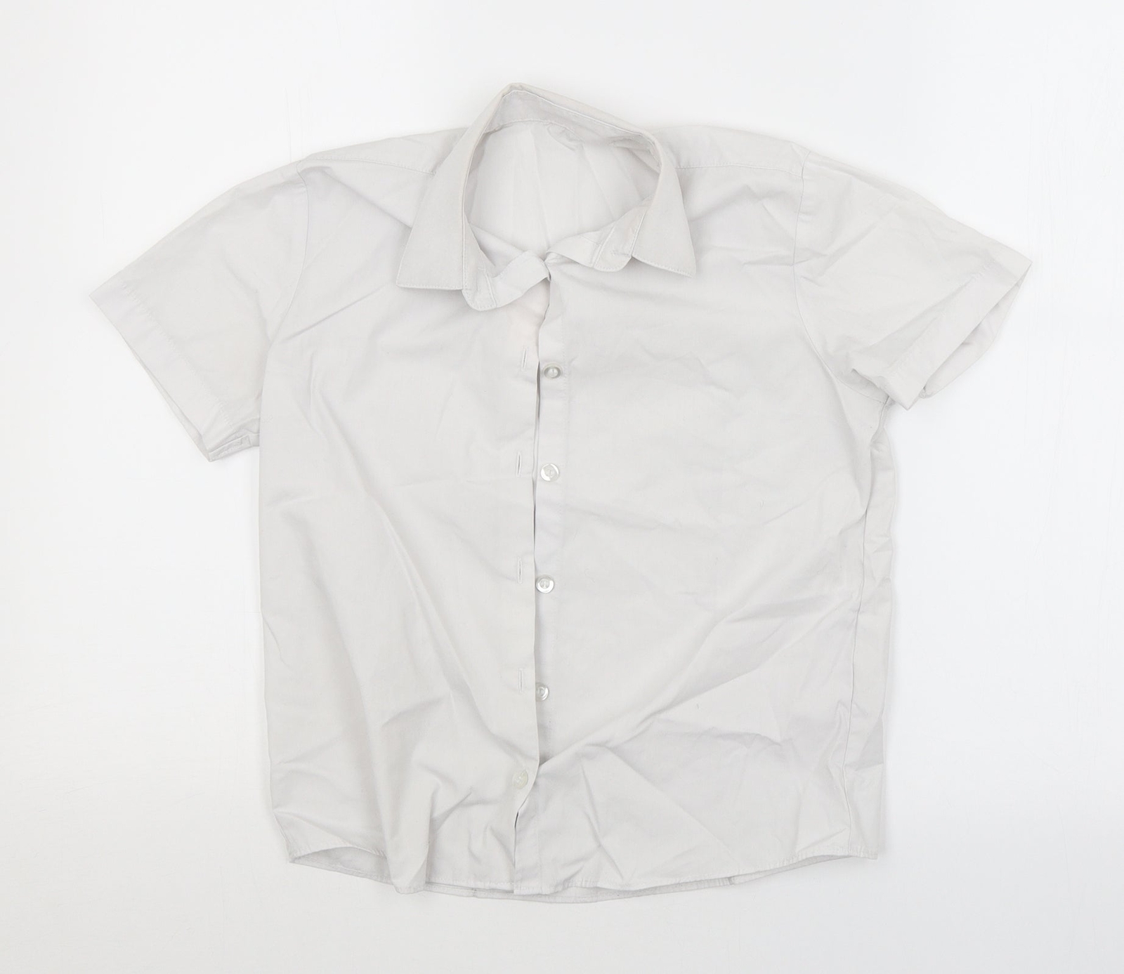 George Girls White Polyester Blend Basic Button-Up Size 9-10 Years Collared