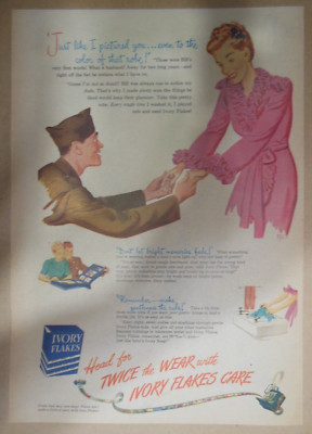 Ivory Flakes Soap Ad: Twice The Wear With Ivory ! from 1945 Size:  11 x 15 inch